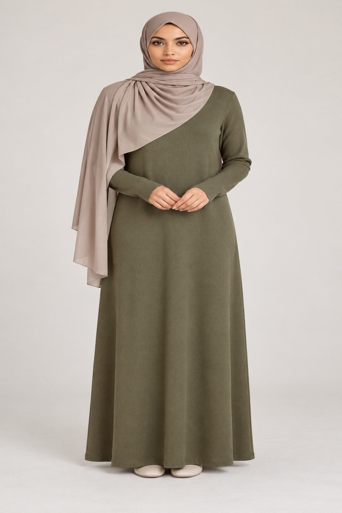 Basic jurk ribbed- Groen - vooraanzicht