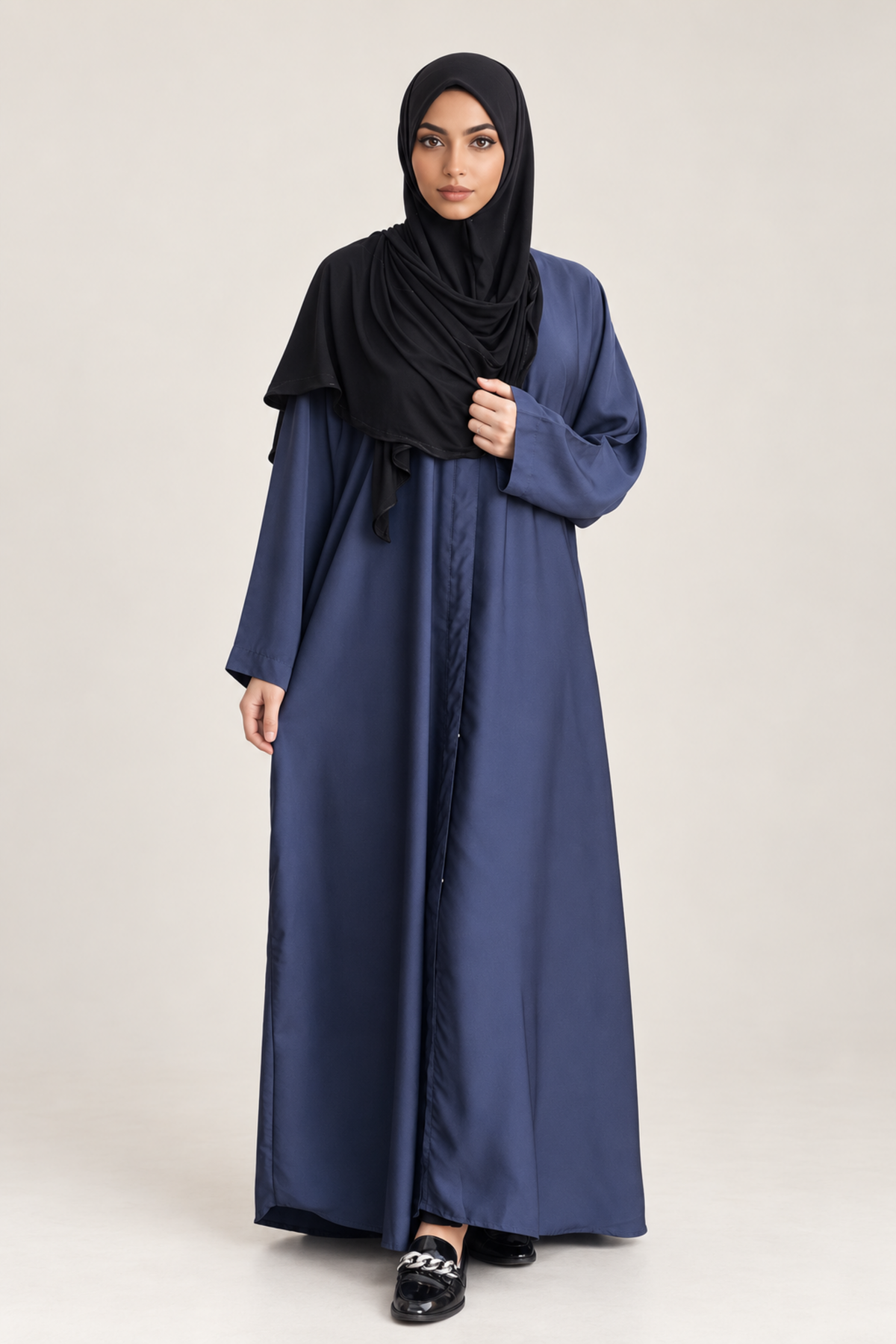 Marine blauwe kimono - vooraanzicht