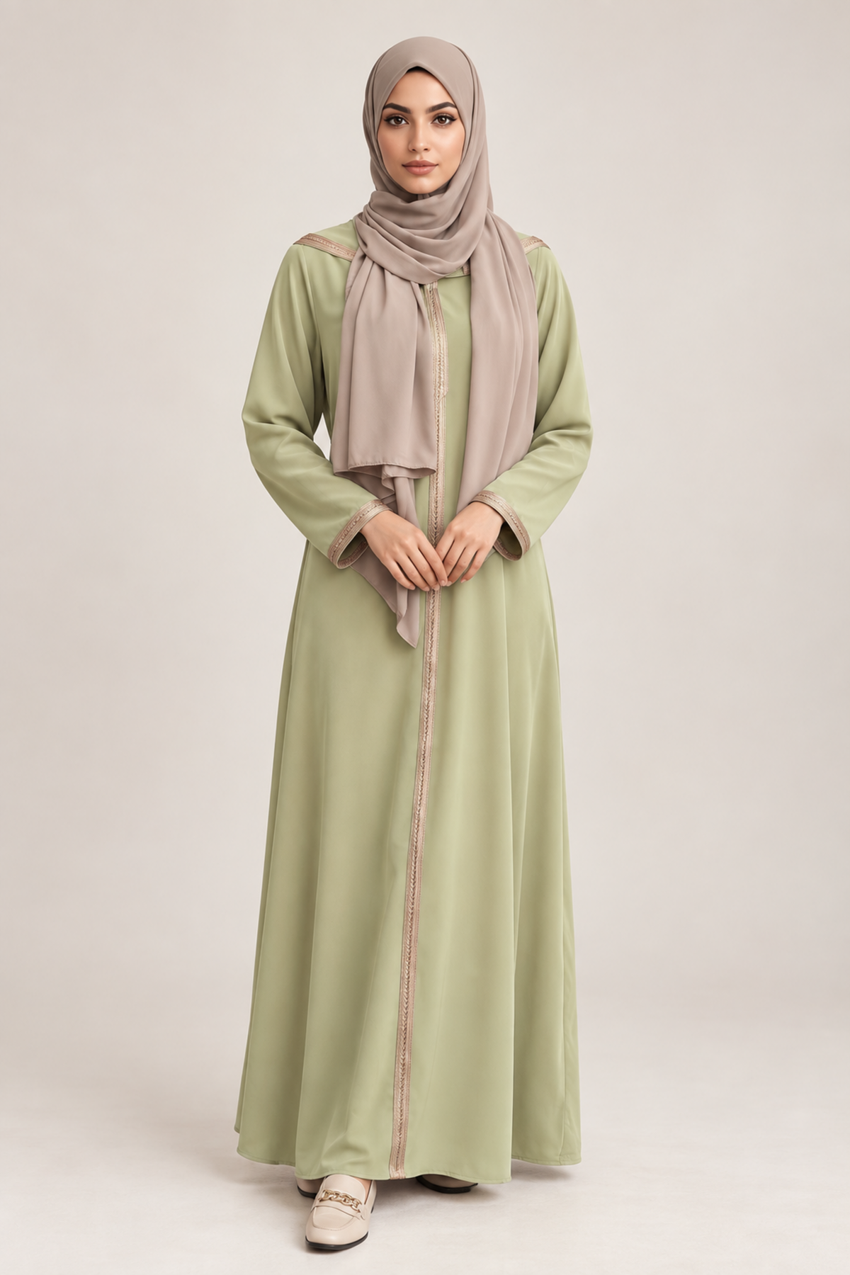 Djellaba lichtgroen - vooraanzicht