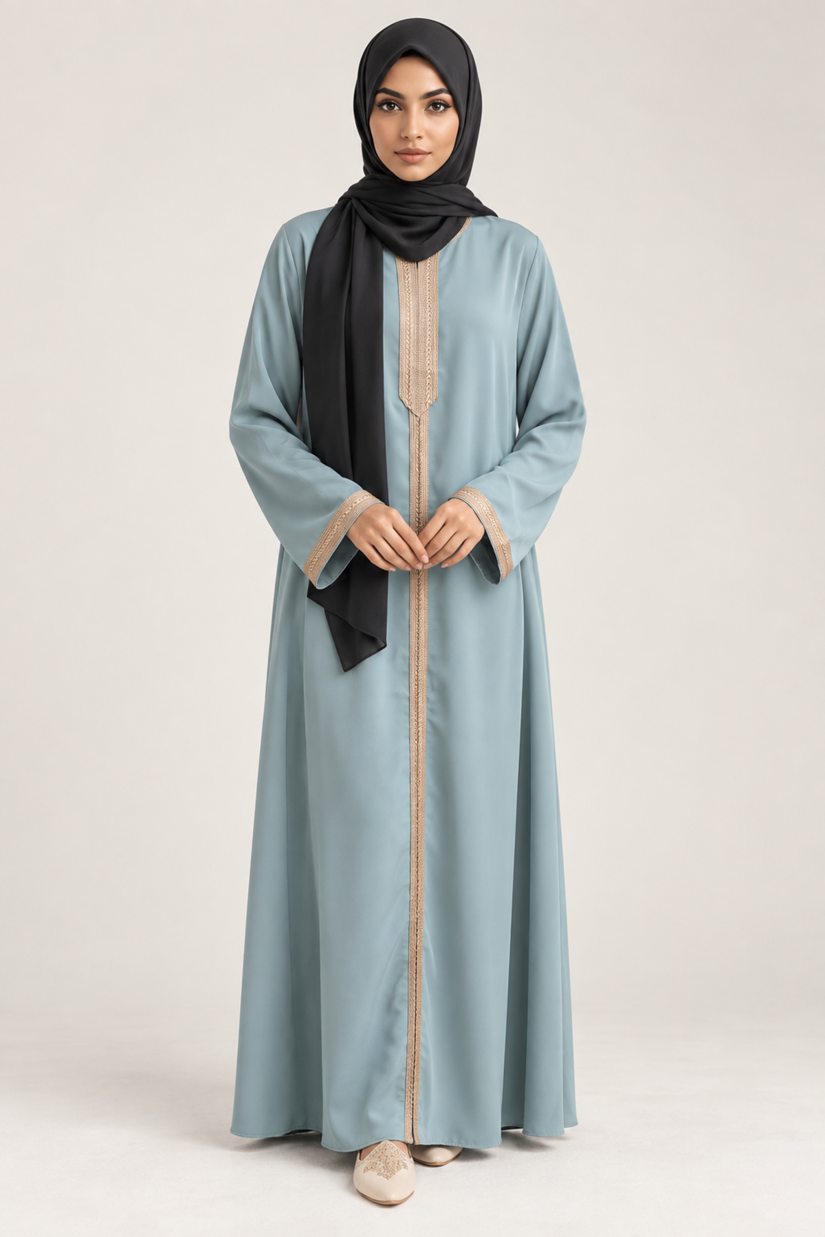 Djellaba blauw - vooraanzicht
