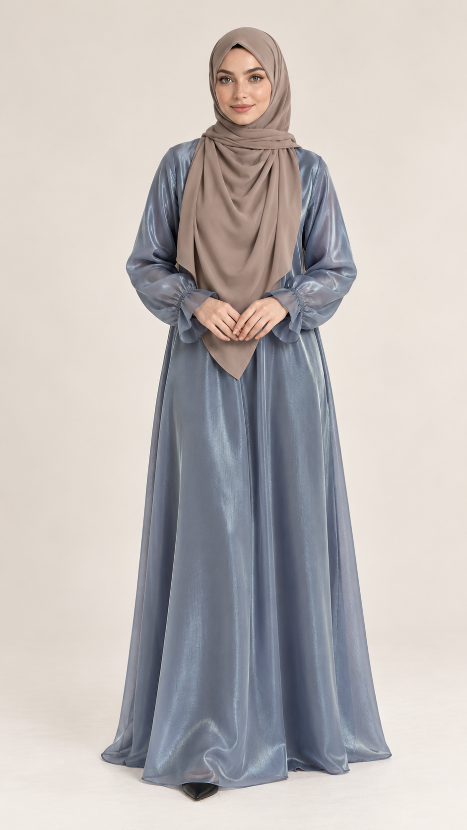 Shiney dress- Blue - vooraanzicht