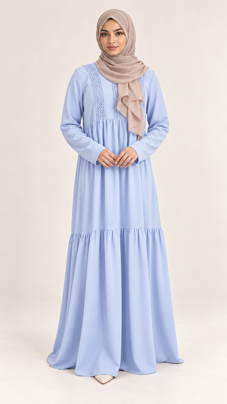 Jurk met kant- Blauw - vooraanzicht