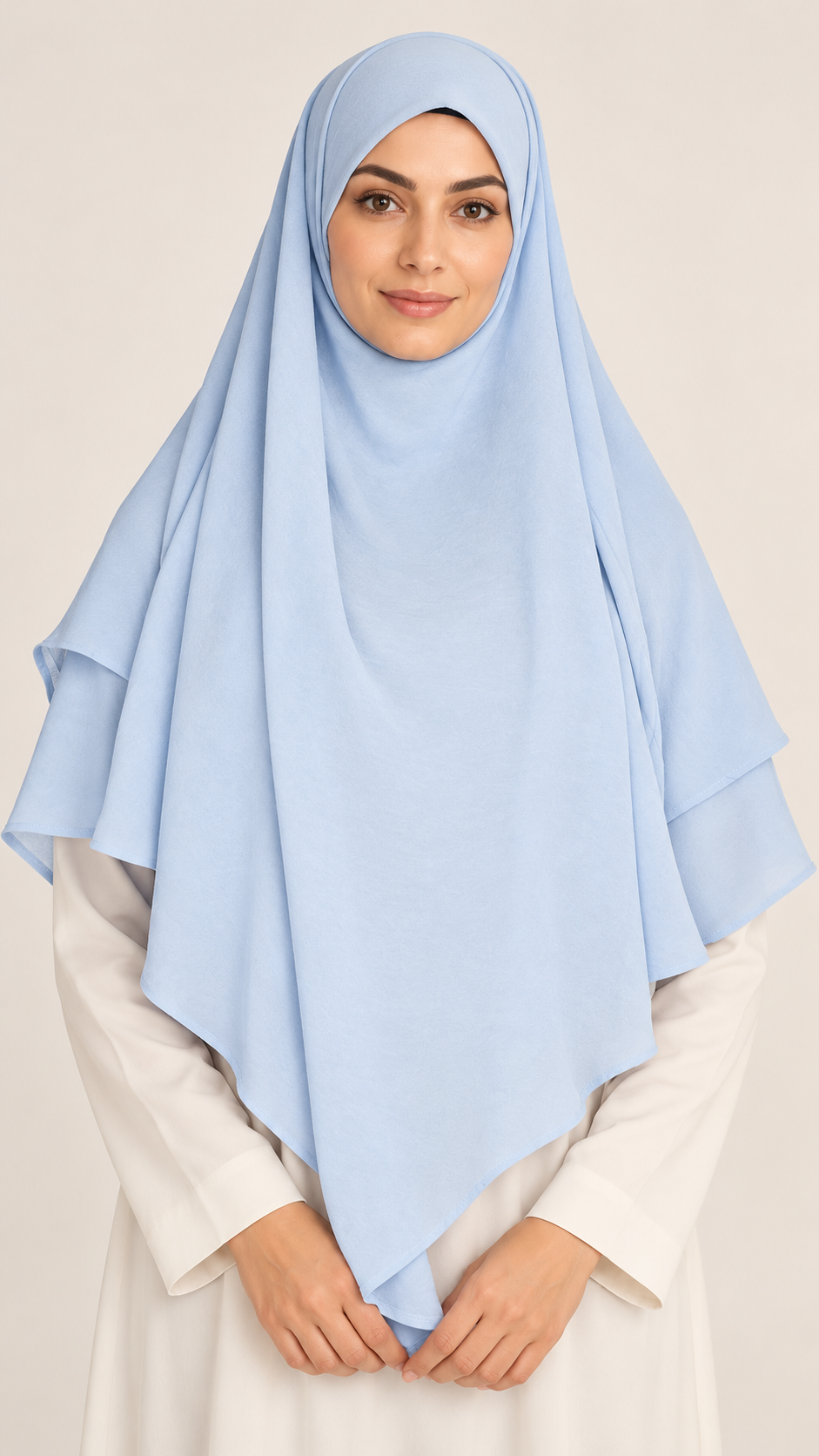 Khimar Jazz 2 laags lichtblauw - vooraanzicht