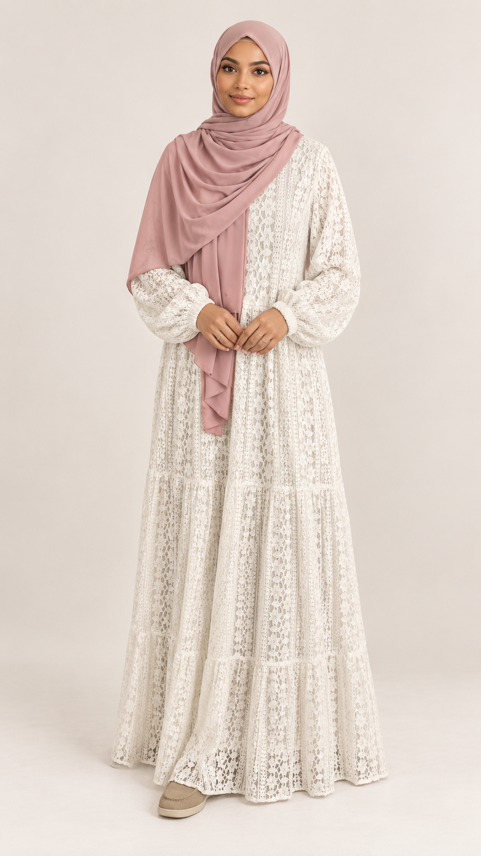 Maxi dress Leila Wit - vooraanzicht