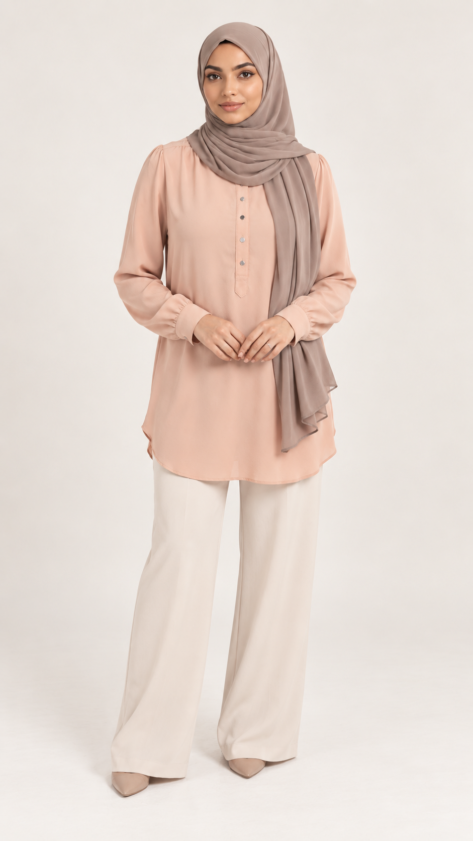 Roze blouse met knopen - vooraanzicht