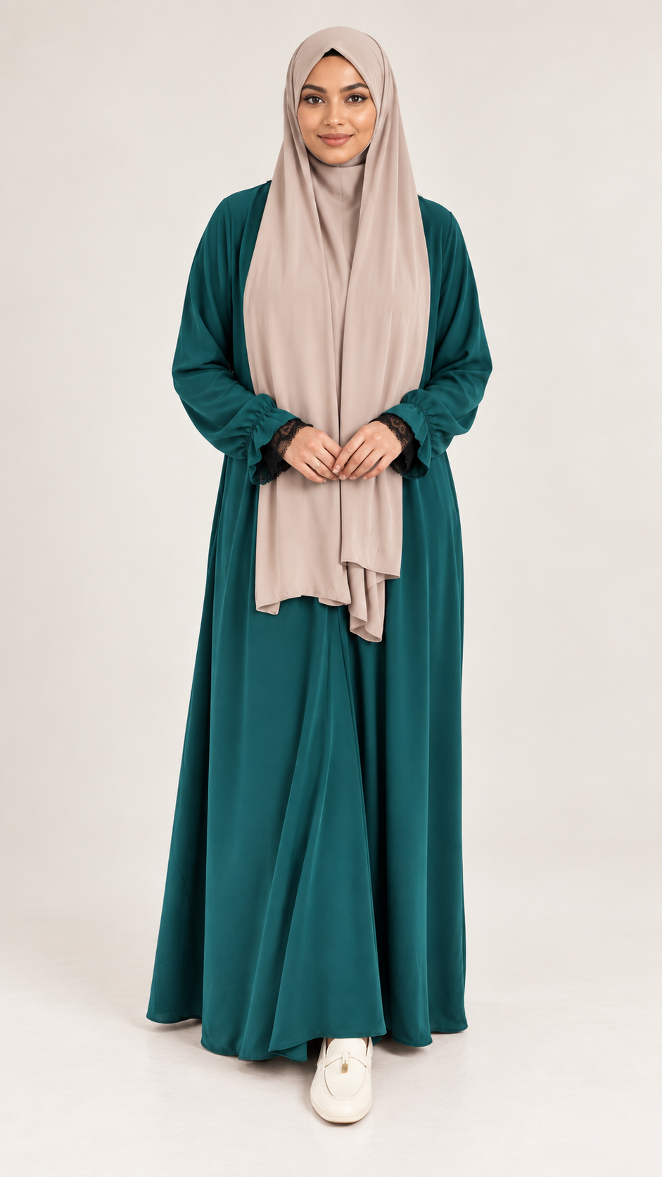 Abaya- noor donker turquoise - vooraanzicht
