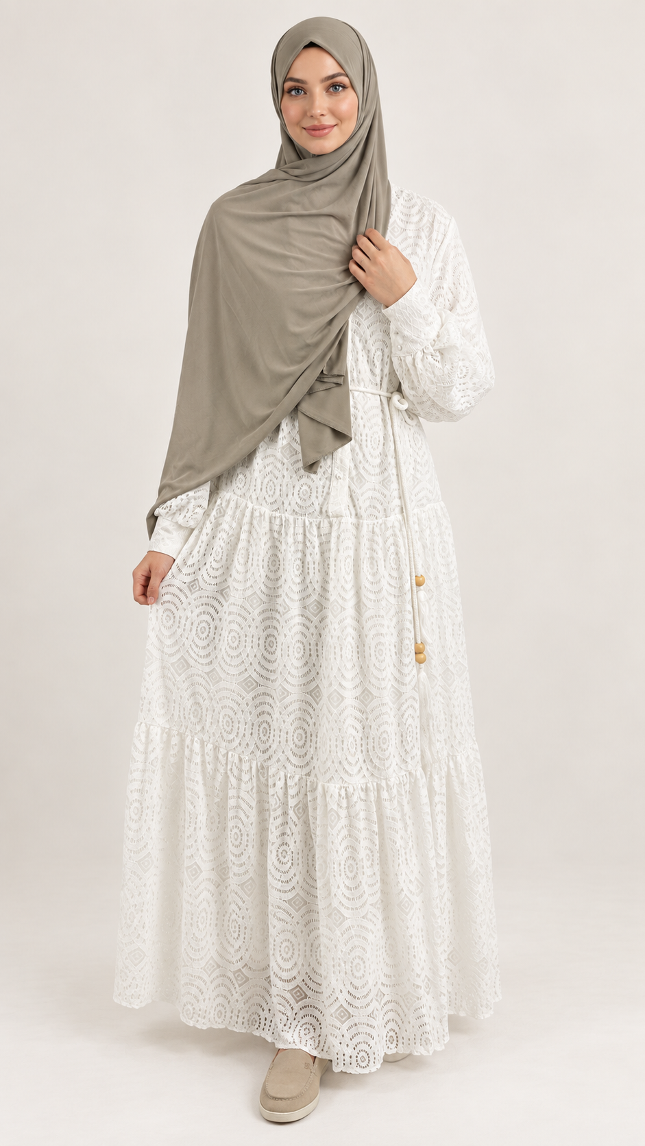 Maxi dress Sanae Wit - vooraanzicht