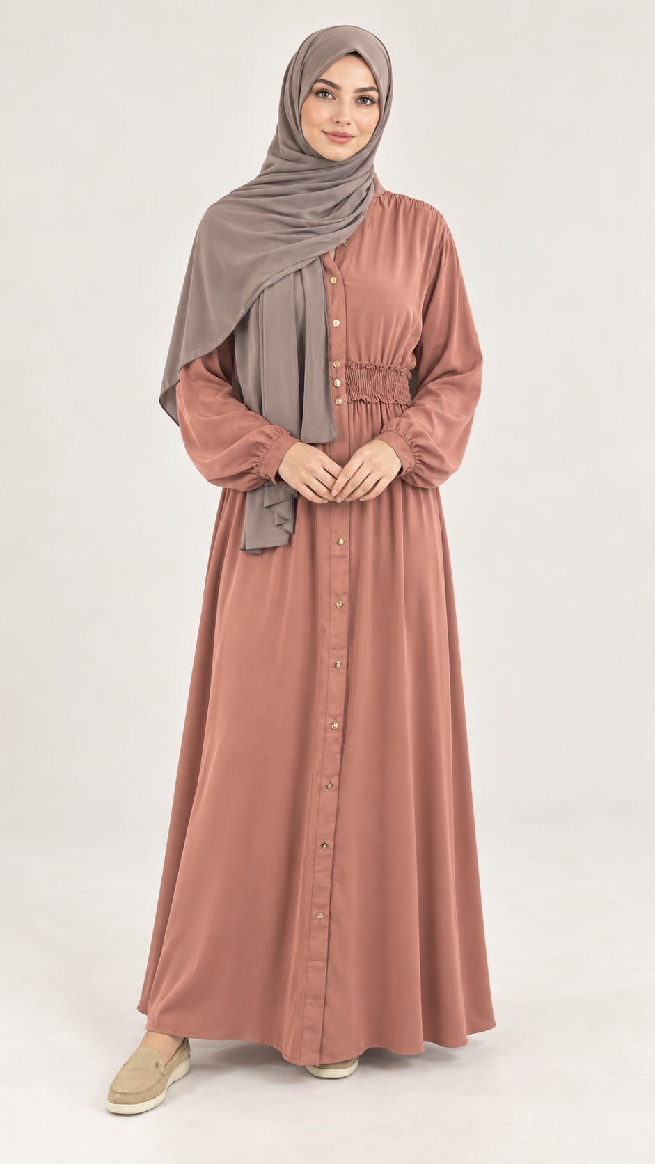 Maxi dress Yasmin Roze - vooraanzicht