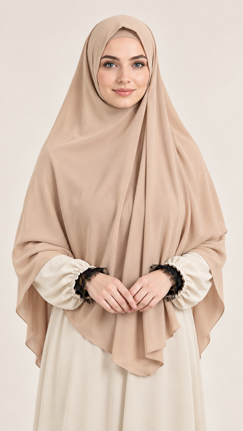 Khimar- Beige - vooraanzicht
