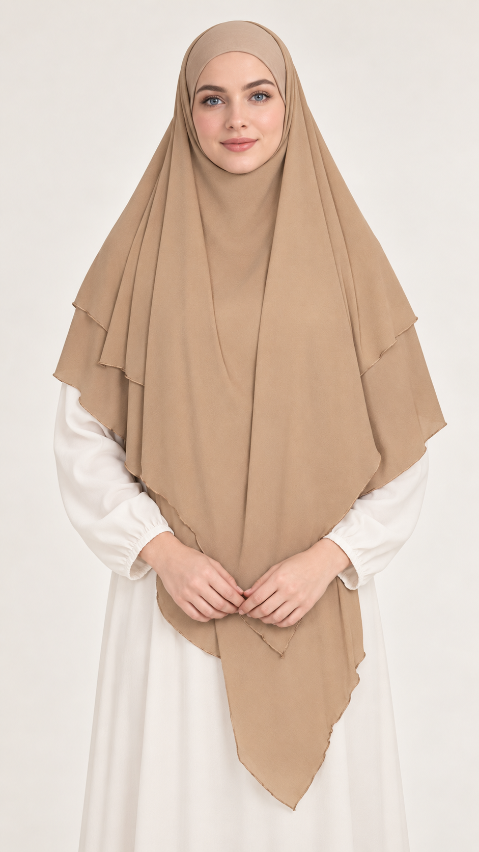 Khimar 3 laags- Camel - vooraanzicht