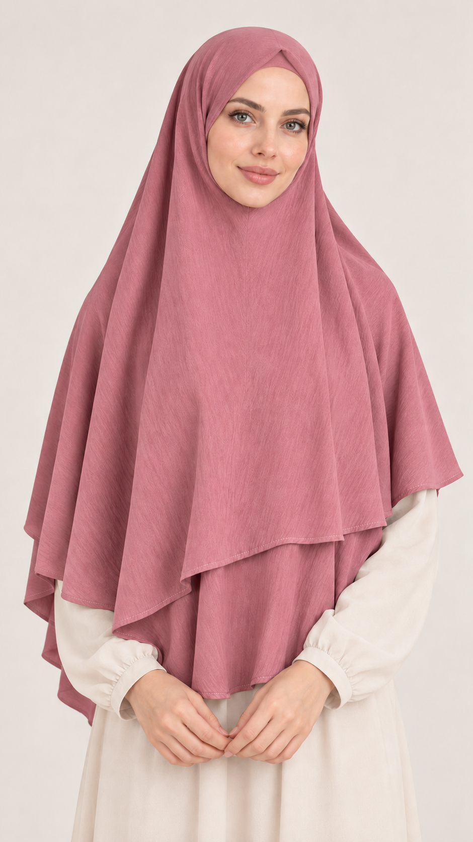 Khimar Jazz 2 laags  roze - vooraanzicht