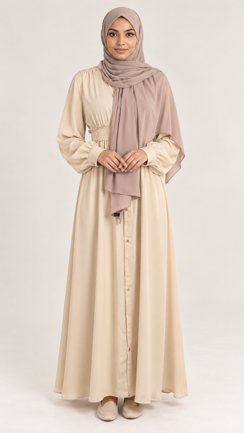 Maxi dress Yasmin Beige - vooraanzicht