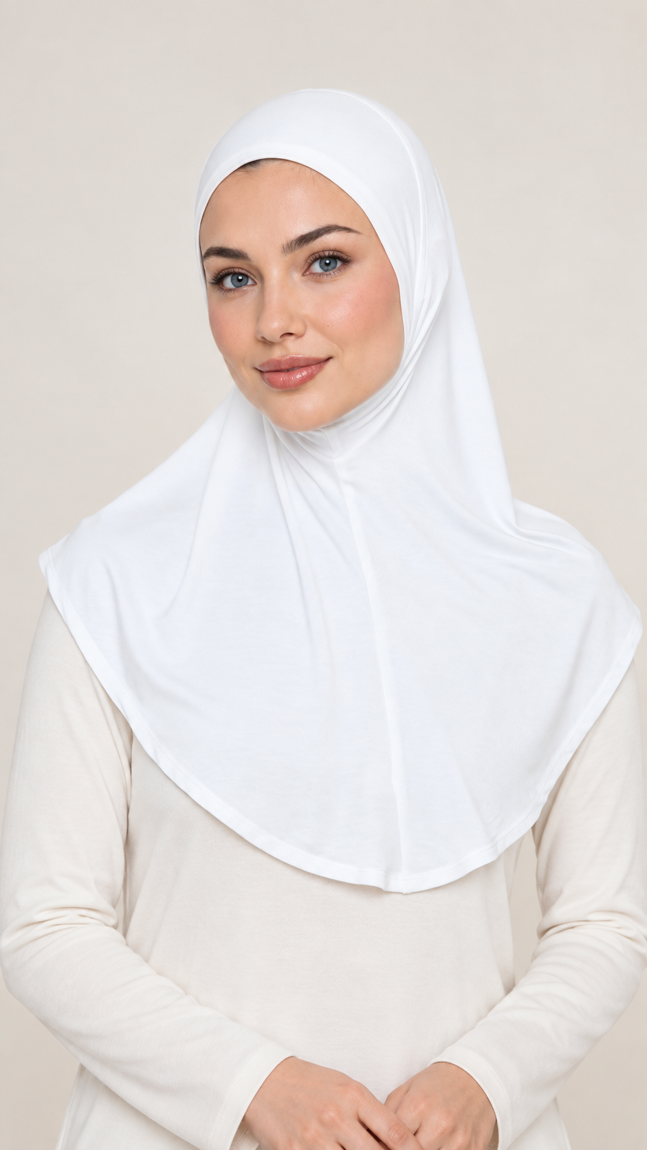 Amira hoofddoek 2 delig katoen WIT - vooraanzicht