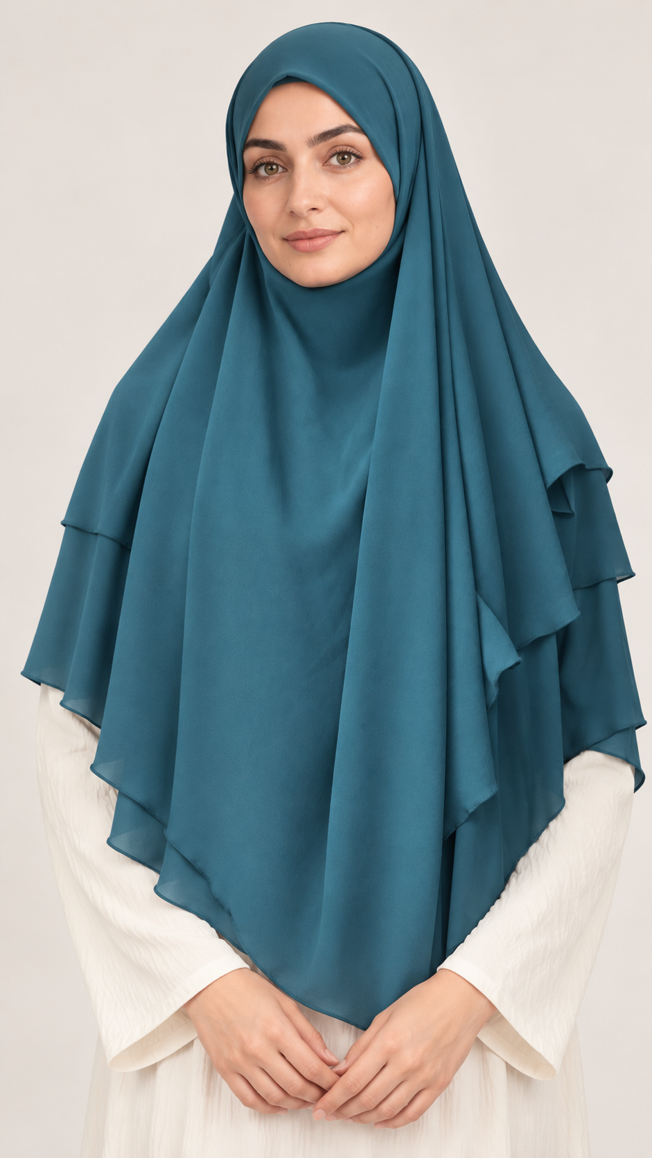 Khimar 3 laags turquoise - vooraanzicht