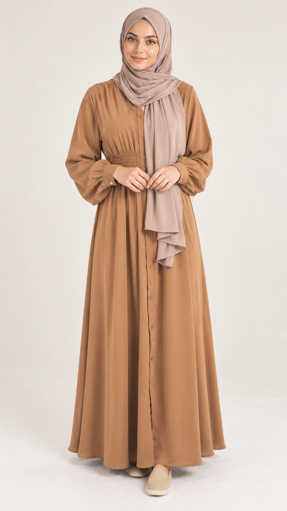 Maxi dress Yasmin Bruin - vooraanzicht