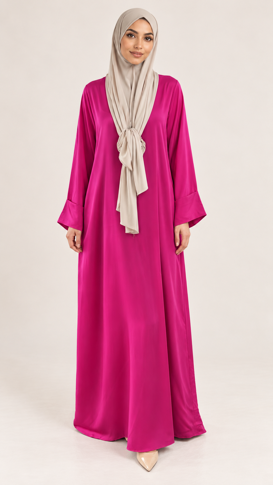 Satin Dress Fuchsia - vooraanzicht