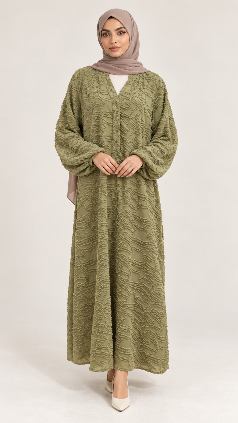 Midi dress Kaki - vooraanzicht