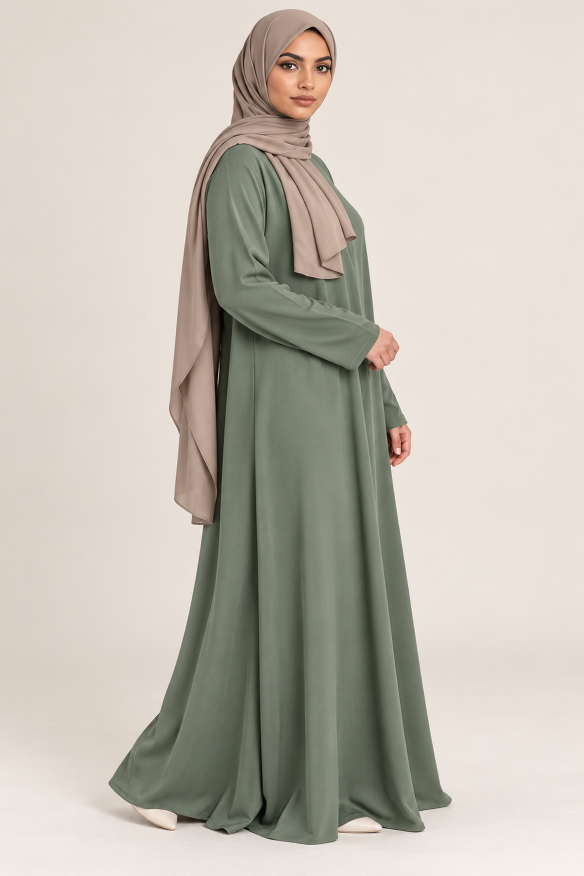A lijn abaya- Groen - zijaanzicht