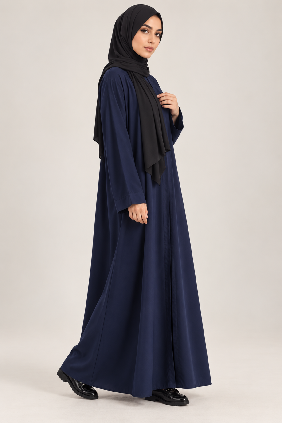 Donker blauwe kimono - zijaanzicht