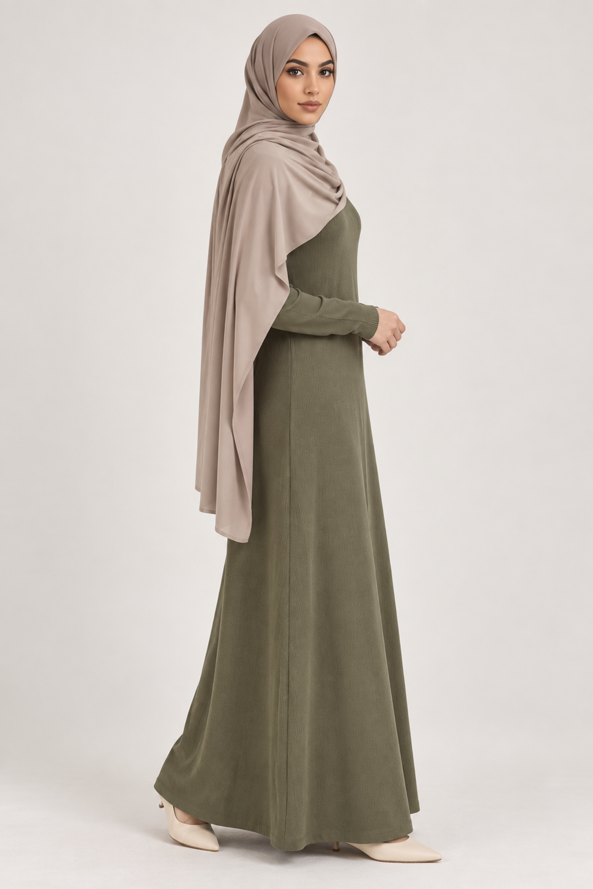 Basic jurk ribbed- Groen - zijaanzicht