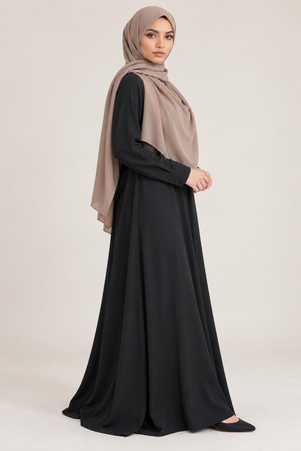A lijn Abaya- Zwart - zijaanzicht