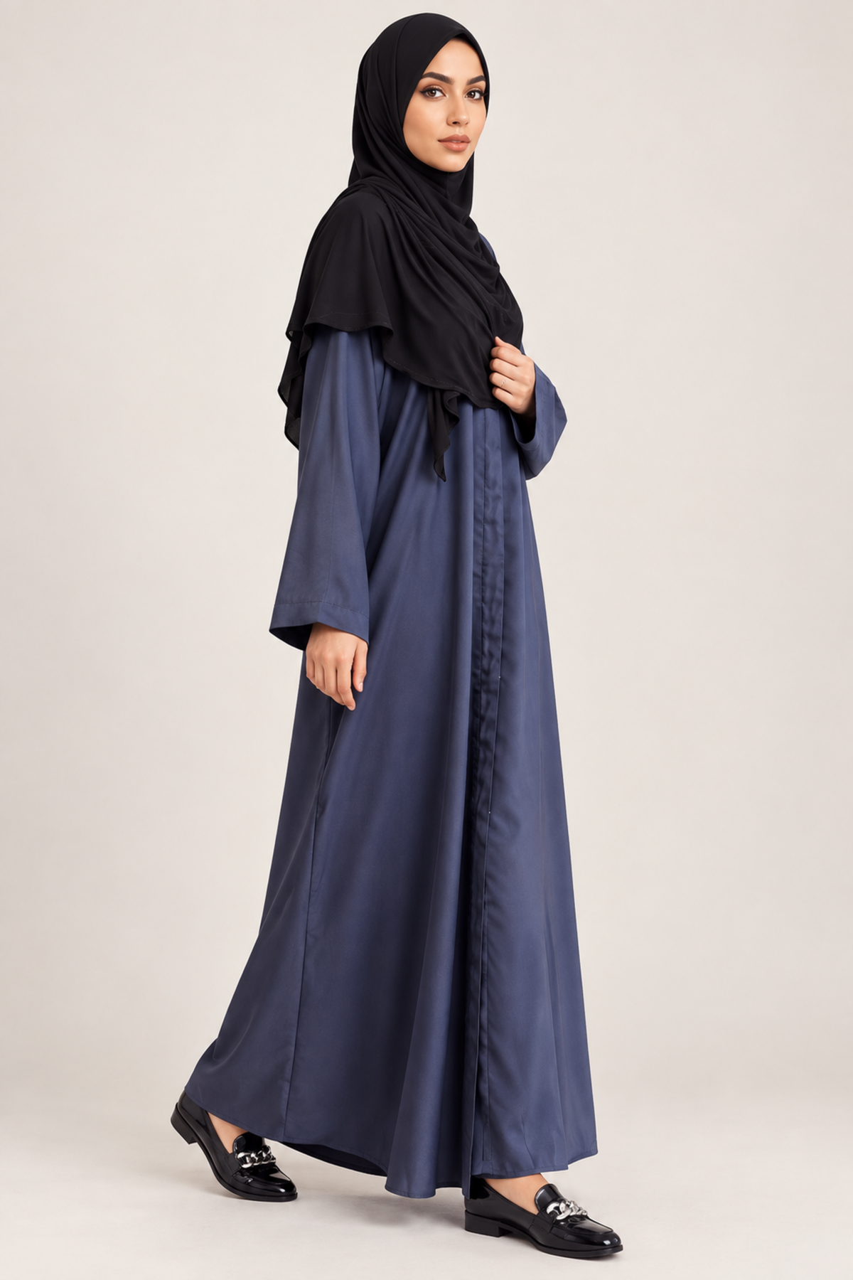 Marine blauwe kimono - zijaanzicht