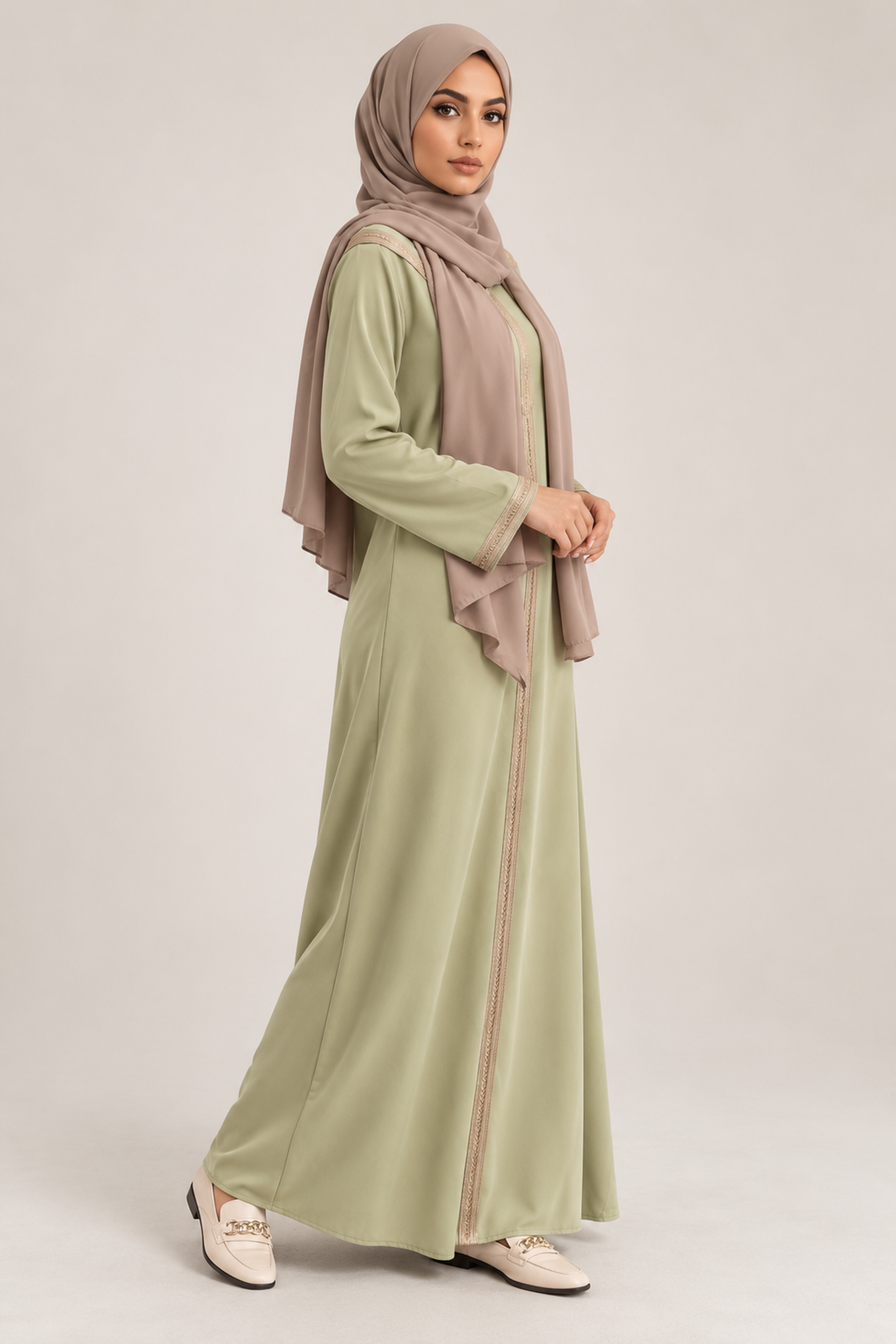 Djellaba lichtgroen - zijaanzicht
