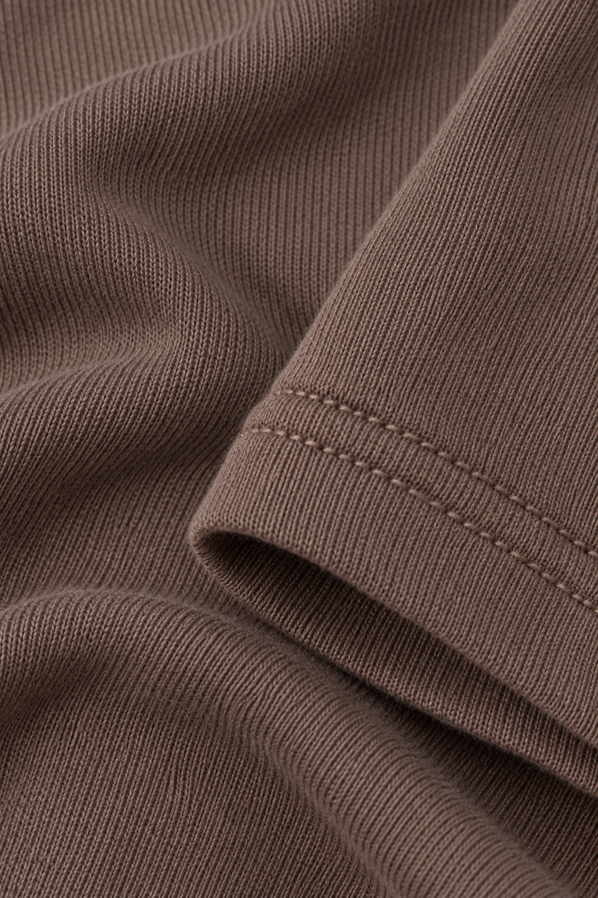Basic jurk ribbed- Bruin - stofdetail