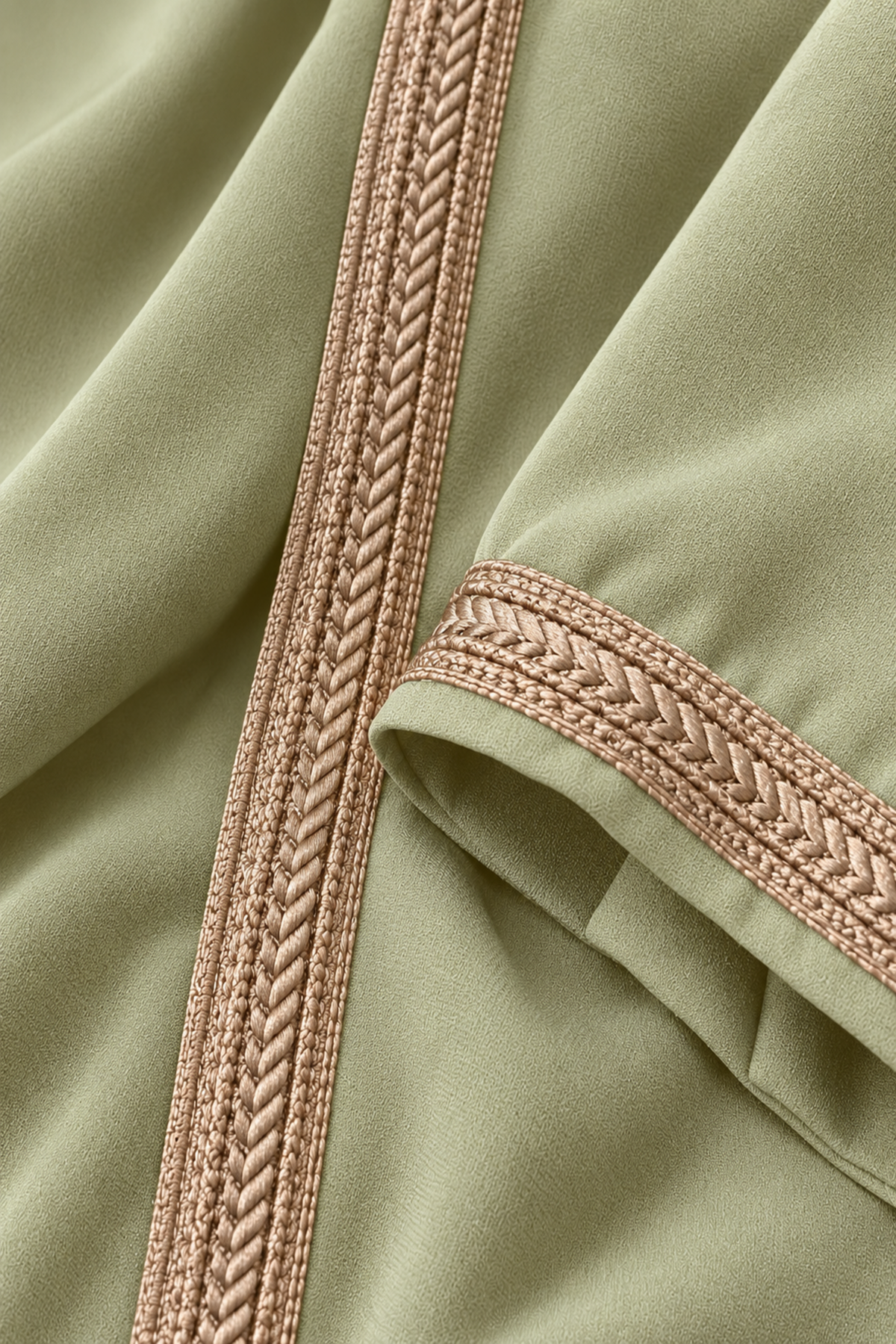 Djellaba lichtgroen - stofdetail