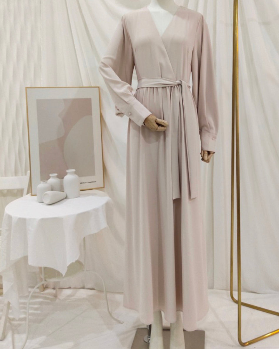 Abaya met V hals- Creme