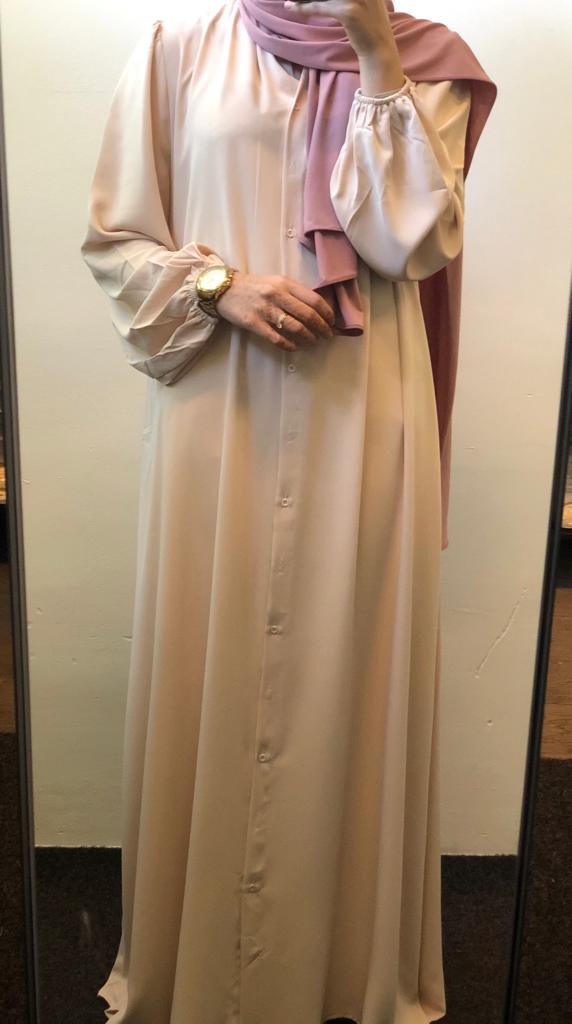 Lange blouse met knopen-Creme