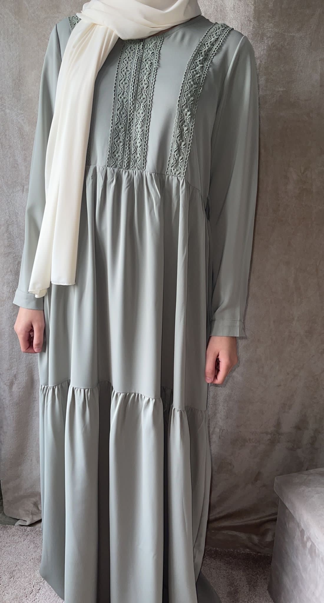 Jurk met kant- mint