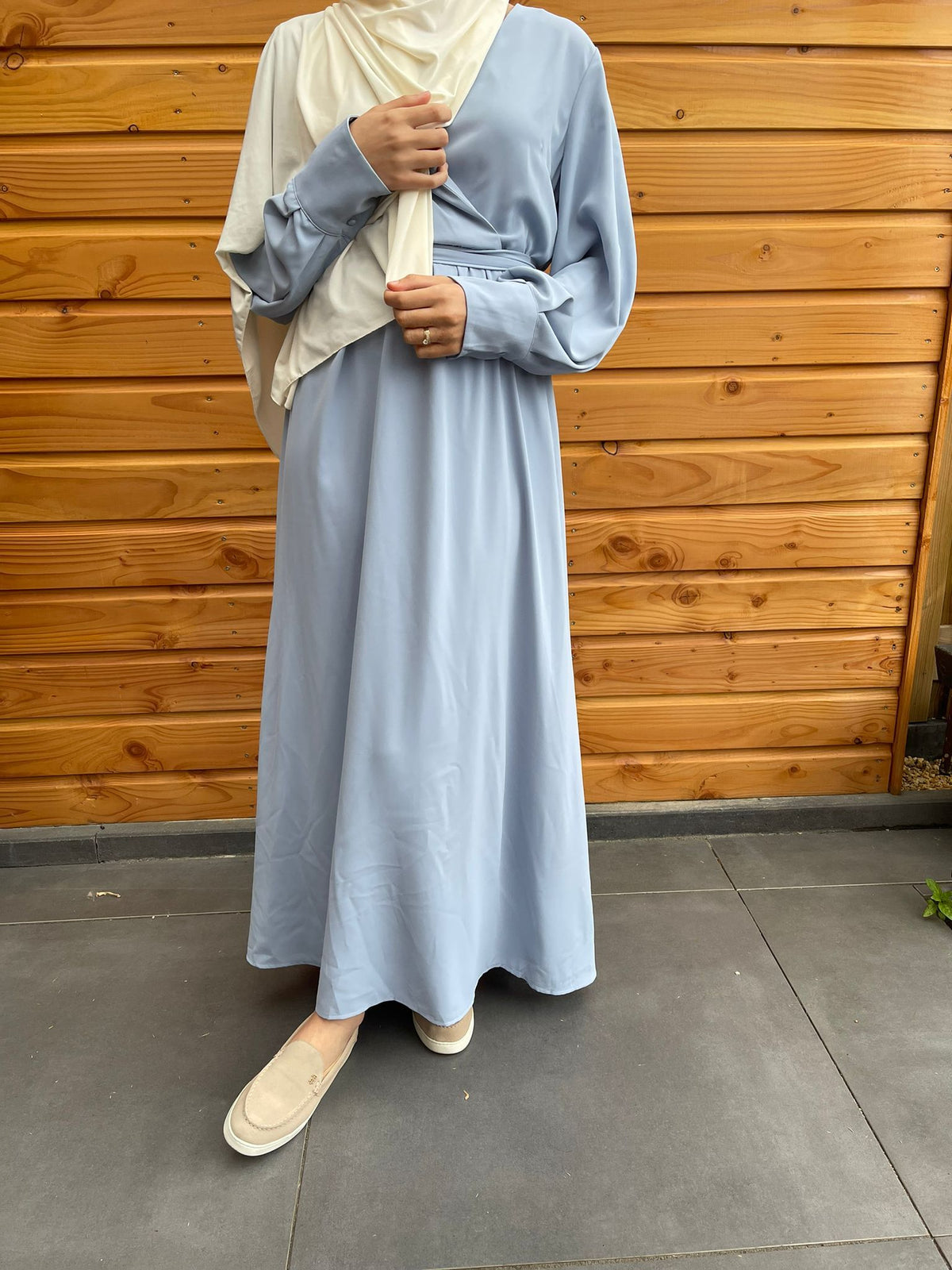 Abaya met V hals-Blue