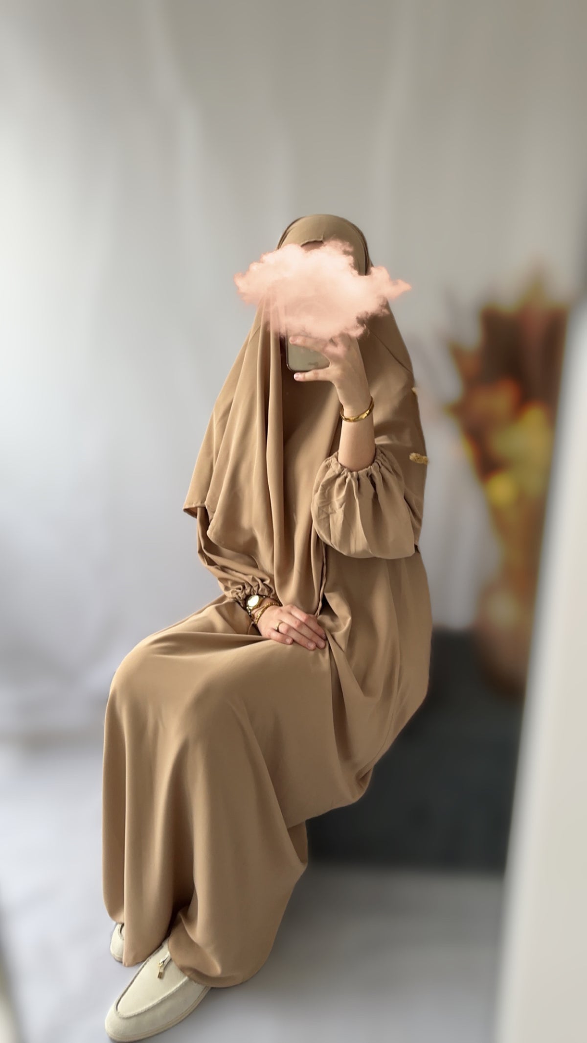 Abaya+ tie-back Caramel