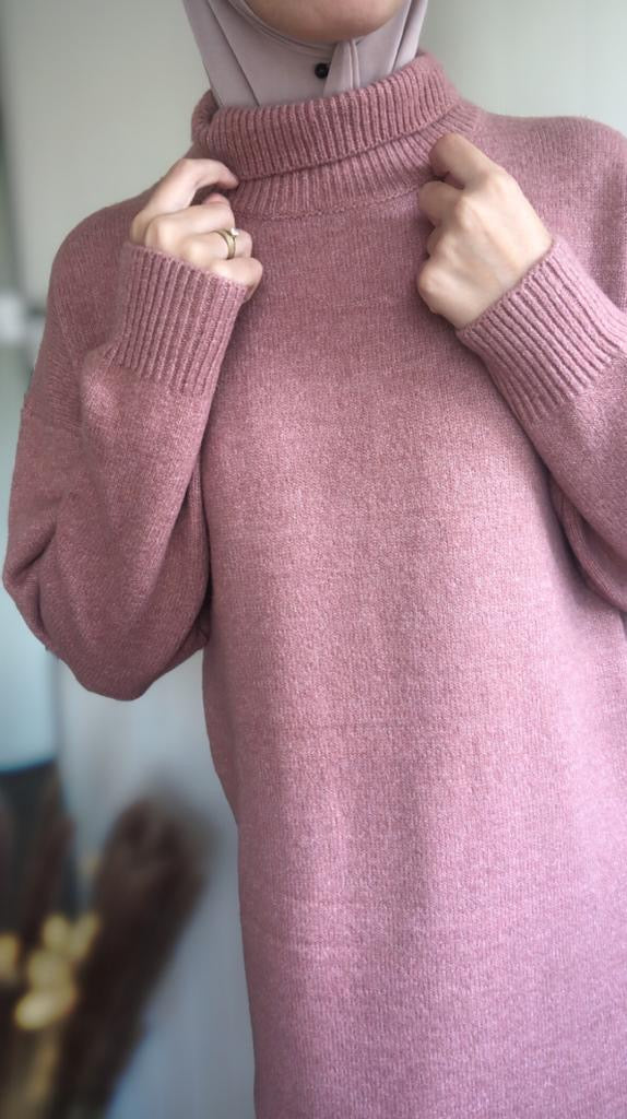 Wollen sweater roze dichtbij