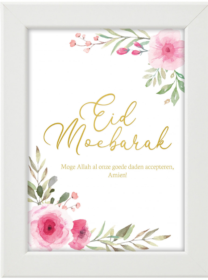 Eid mubarak roze bloemen