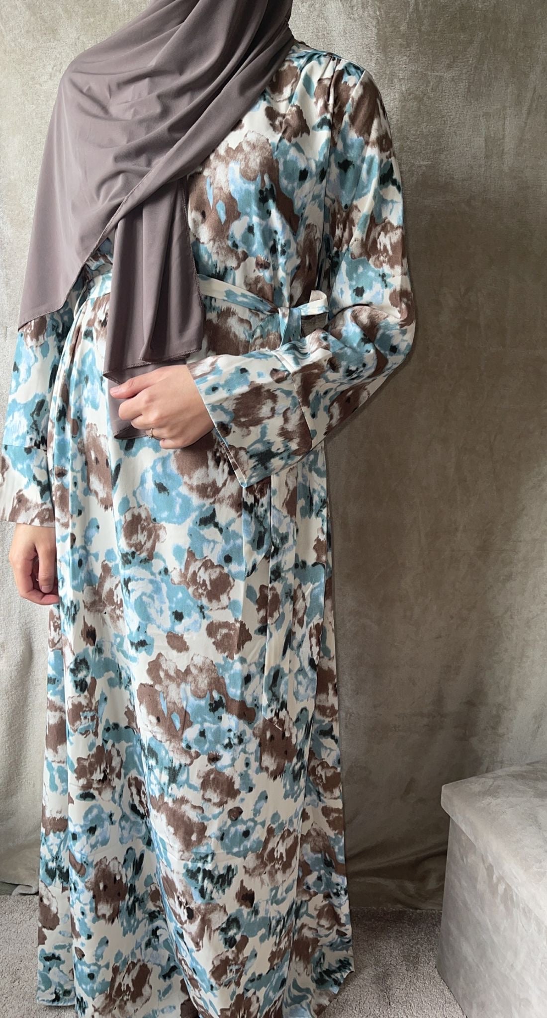 Jurk met print – blauw/bruin